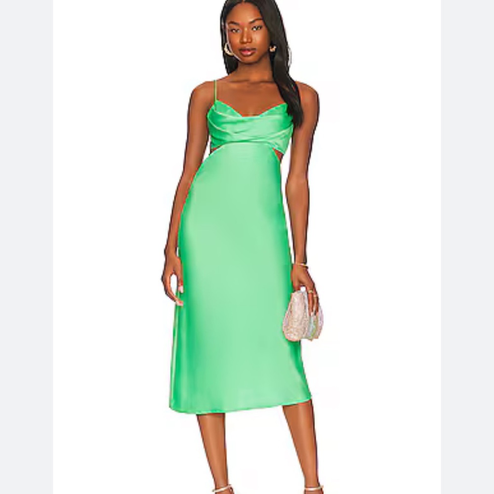 Revolve More to Come Lisa Cowl Neck Midi Dress in Green